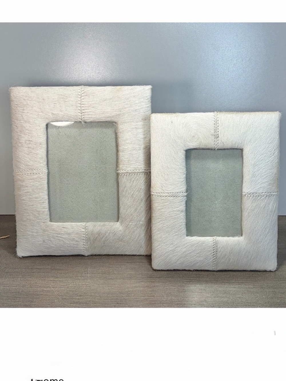 Set of 2 Gray Cream Natural Cowhide Photo Picture Frame 8 x 10. 9.5 x 7.5 - NWOT